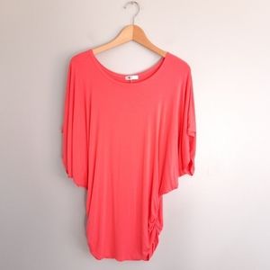 H2H Pink Ruched Side Batwing Tunic Top